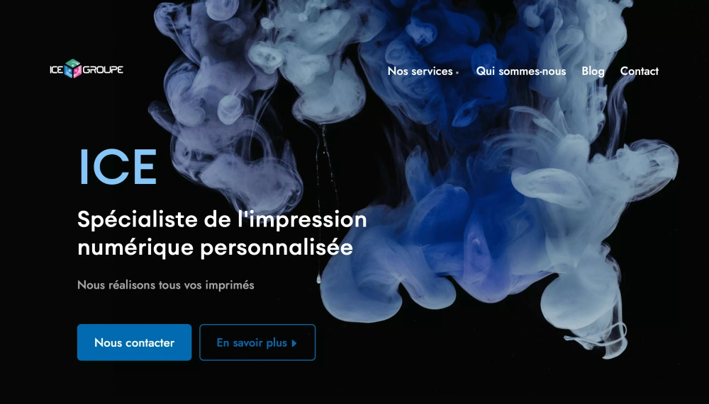 Page d'accueil du site ICE Groupe - Nexea, Agence créative digitale