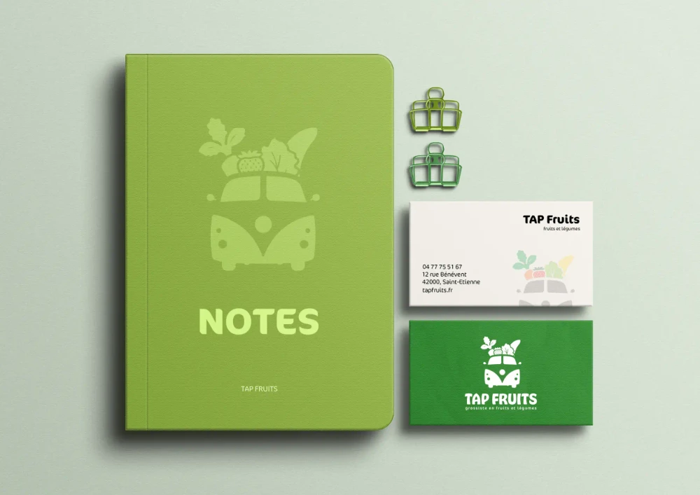 Cahier avec le logo TAP FRUITS - Nexea, Agence créative digitale